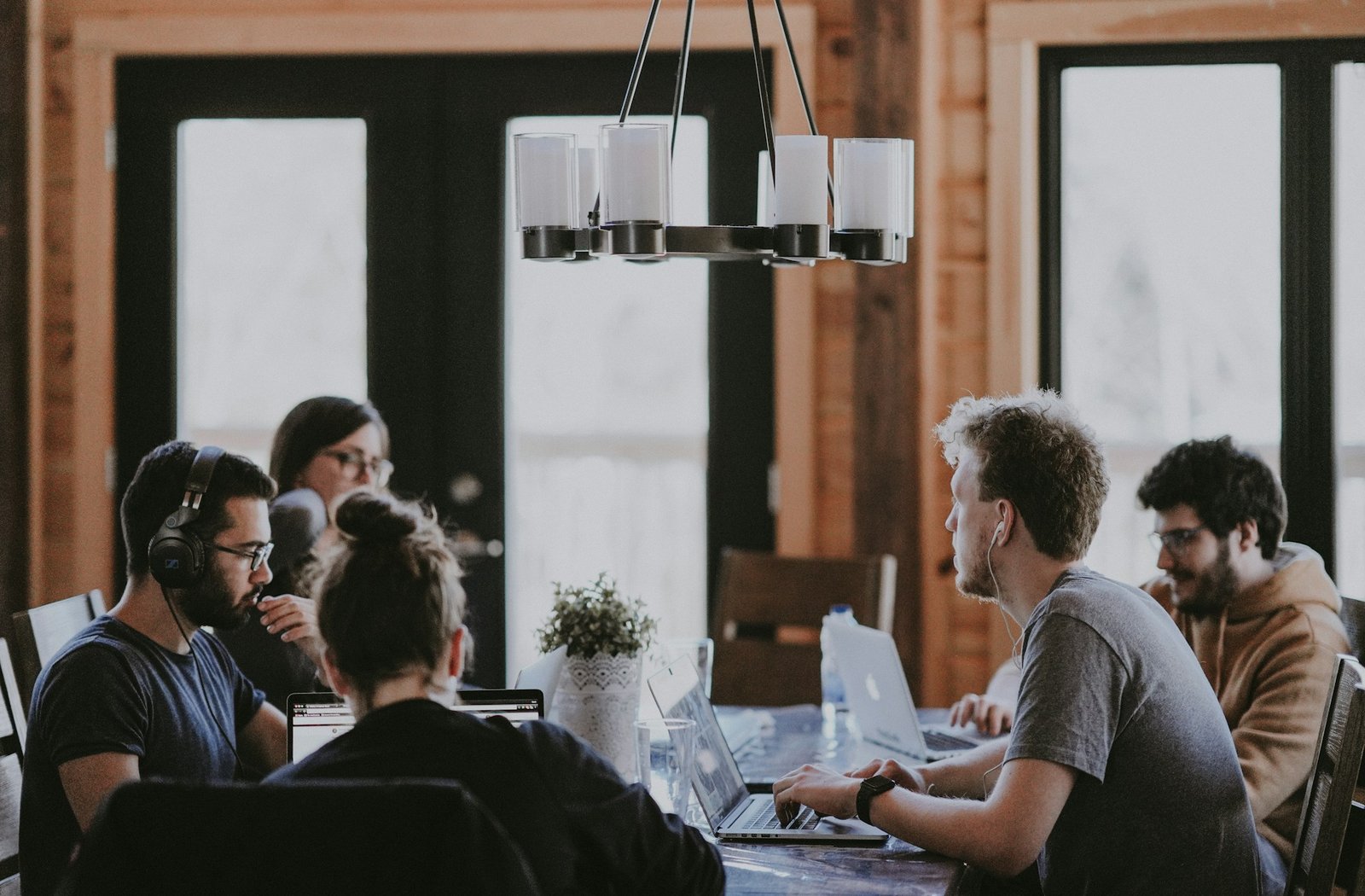 Marketing team collaborating around a table