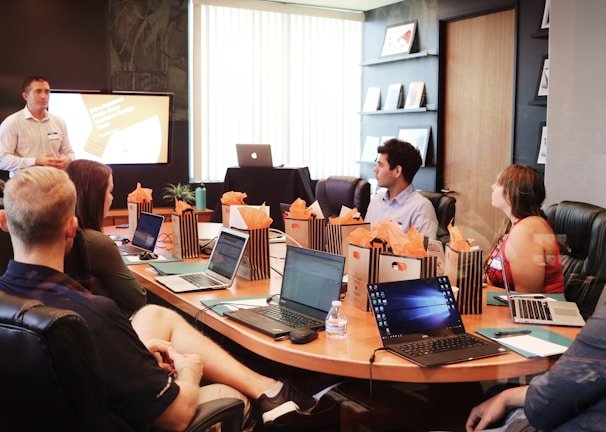 Vibeway Media team presenting to clients